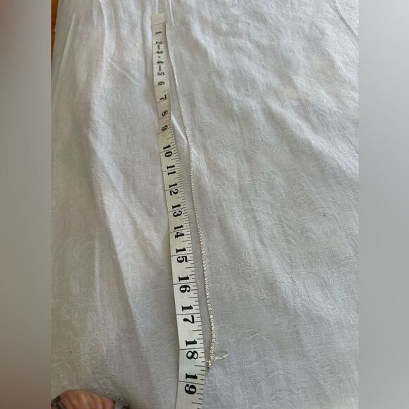 Luv AJ CZ Tennis Style Necklace Silver Toned Metal Sparkly Understated - Picture 6 of 9